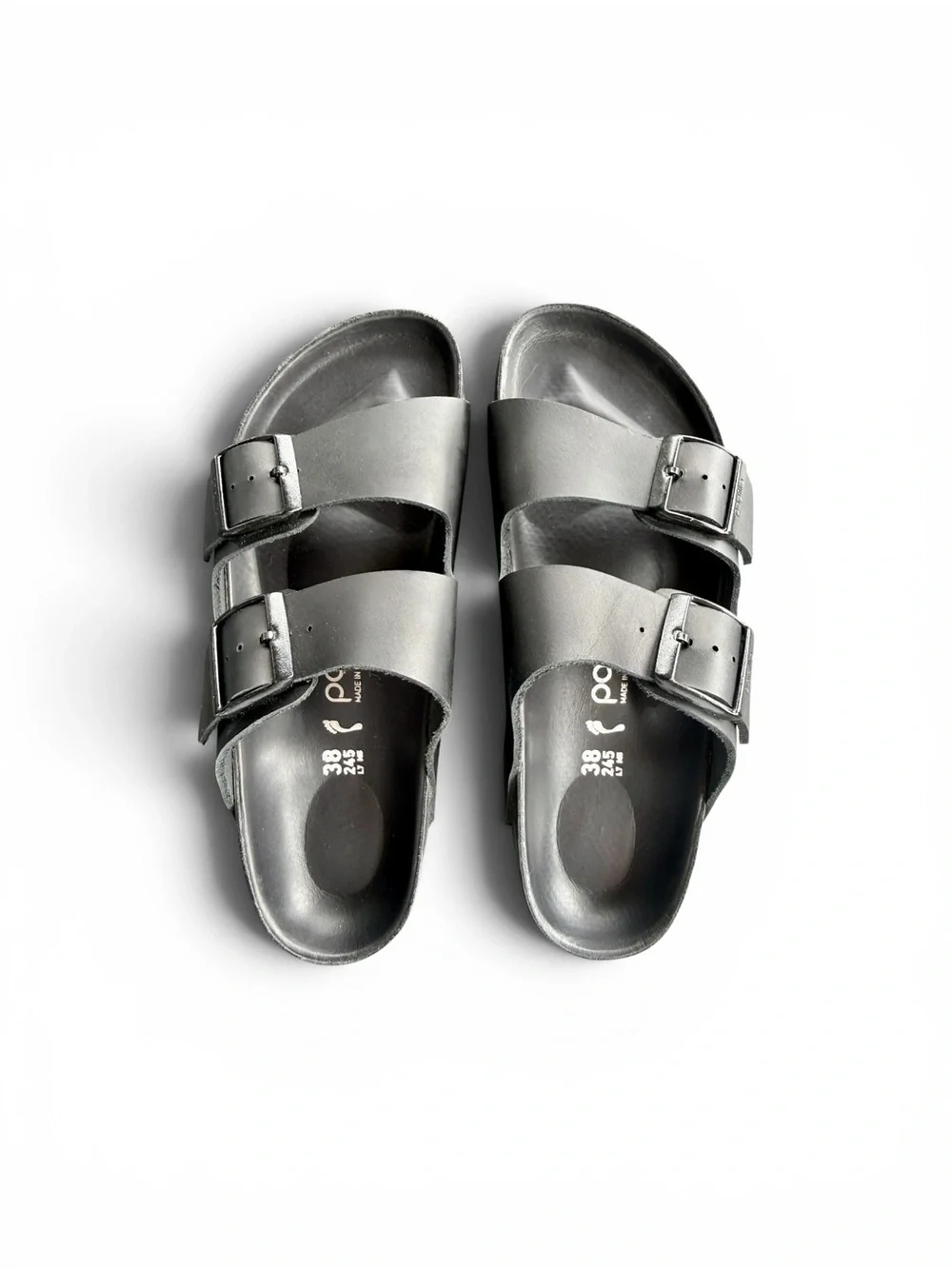 Birkenstock Papillio Arizona Flex Leather Platform Sandals • Black • Size 38